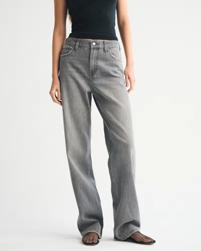 Abercrombie & Fitch High Rise Loose Jean In Gray