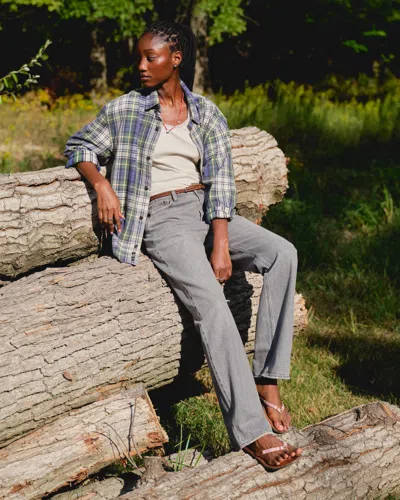 Abercrombie & Fitch High Rise Loose Jean In Gray