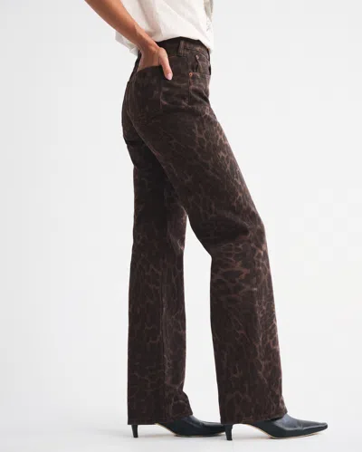 Abercrombie & Fitch Curve Love High Rise 90s Relaxed Leopard Print Jean In Brown