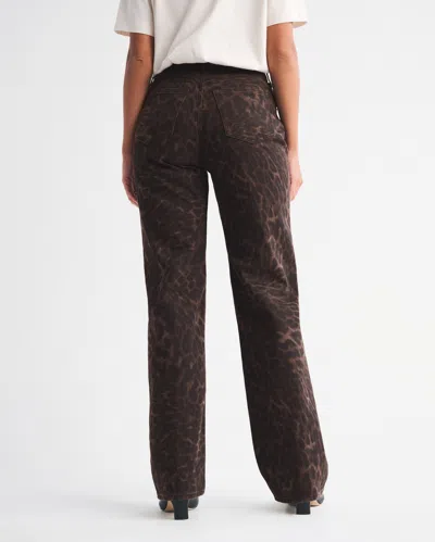 Abercrombie & Fitch Curve Love High Rise 90s Relaxed Leopard Print Jean In Brown