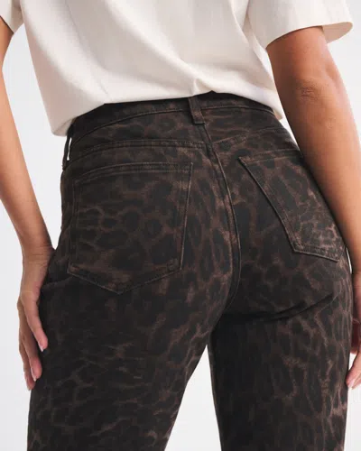 Abercrombie & Fitch Curve Love High Rise 90s Relaxed Leopard Print Jean In Brown