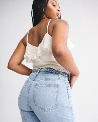 Abercrombie & Fitch Curve Love Mid Rise Bootcut Braided Waistband Jean