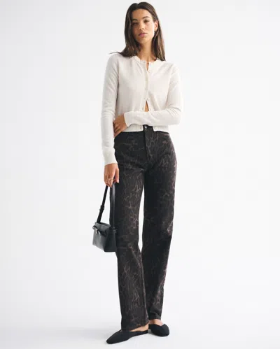 Abercrombie & Fitch High Rise 90s Relaxed Leopard Print Jean In Black