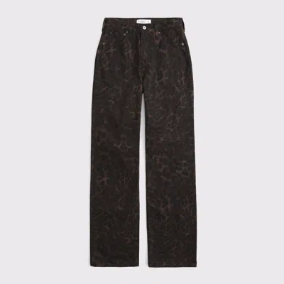 Abercrombie & Fitch High Rise 90s Relaxed Leopard Print Jean In Black