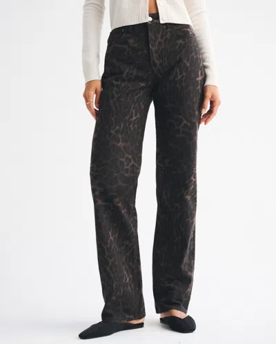 Abercrombie & Fitch High Rise 90s Relaxed Leopard Print Jean In Black