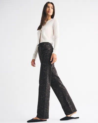 Abercrombie & Fitch High Rise 90s Relaxed Leopard Print Jean In Black