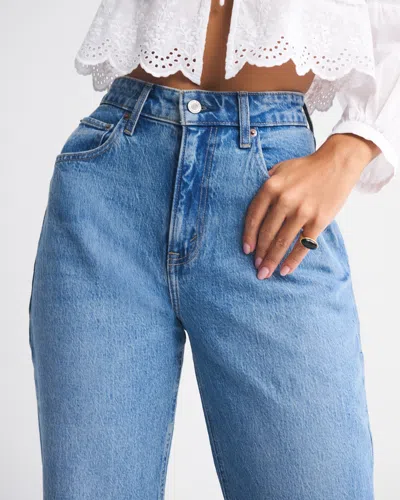 Abercrombie & Fitch Curve Love High Rise 90s Relaxed Cutwork Embroidered Jean