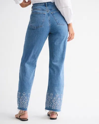 Abercrombie & Fitch Curve Love High Rise 90s Relaxed Cutwork Embroidered Jean