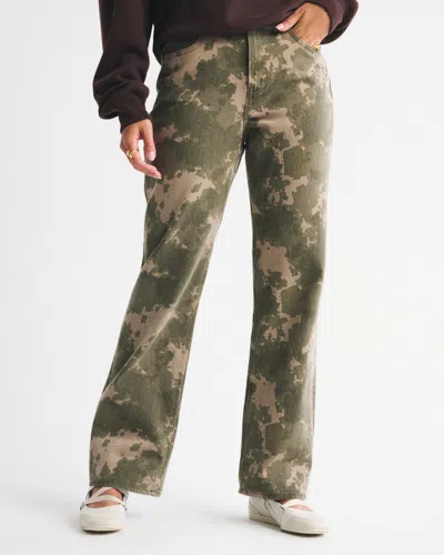 Abercrombie & Fitch Curve Love High Rise 90s Relaxed Camo Print Jean