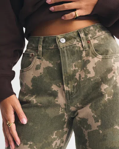 Abercrombie & Fitch Curve Love High Rise 90s Relaxed Camo Print Jean