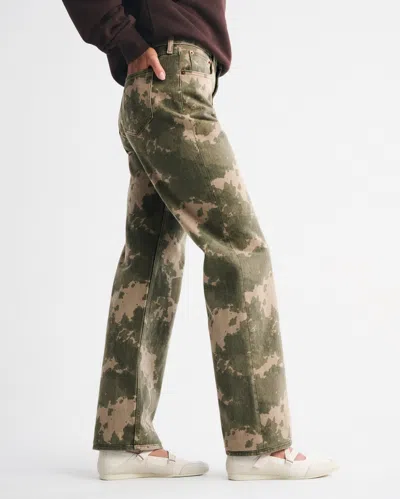 Abercrombie & Fitch Curve Love High Rise 90s Relaxed Camo Print Jean