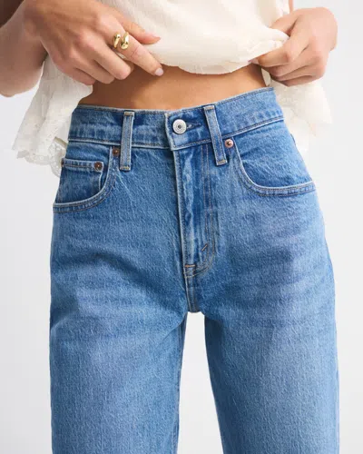 Abercrombie & Fitch High Rise 90s Relaxed Cutwork Embroidered Jean In Blue