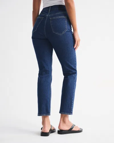 Abercrombie & Fitch Curve Love Ultra High Rise Ankle Straight Jean In Blue