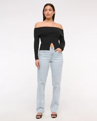 Abercrombie & Fitch Curve Love Mid Rise 90s Straight Jean In Blue