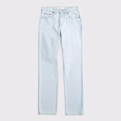Abercrombie & Fitch Curve Love Mid Rise 90s Straight Jean In Blue