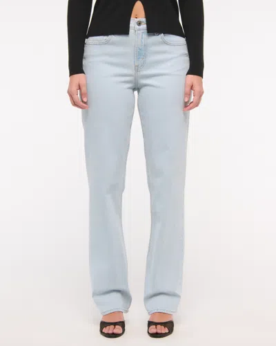 Abercrombie & Fitch Curve Love Mid Rise 90s Straight Jean In Blue