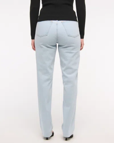 Abercrombie & Fitch Curve Love Mid Rise 90s Straight Jean In Blue