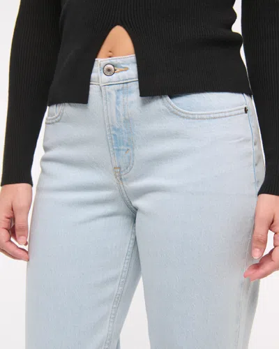 Abercrombie & Fitch Curve Love Mid Rise 90s Straight Jean In Blue