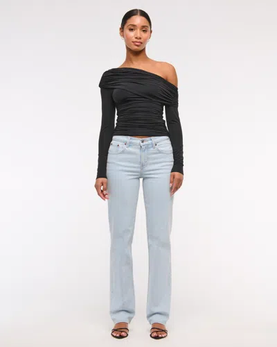 Abercrombie & Fitch Mid Rise 90s Straight Jean In Blue