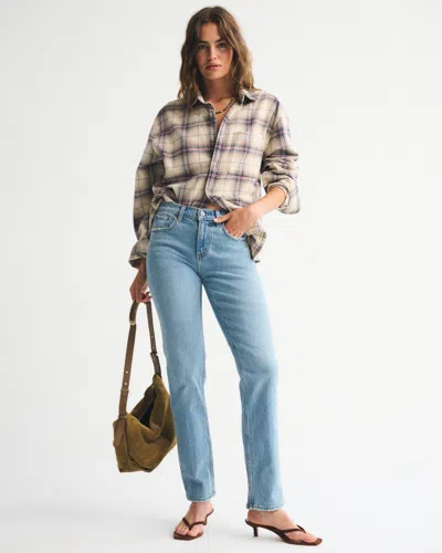 Abercrombie & Fitch Mid Rise 90s Straight Jean In Blue