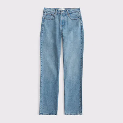 Abercrombie & Fitch Mid Rise 90s Straight Jean In Blue