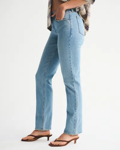 Abercrombie & Fitch Mid Rise 90s Straight Jean In Blue