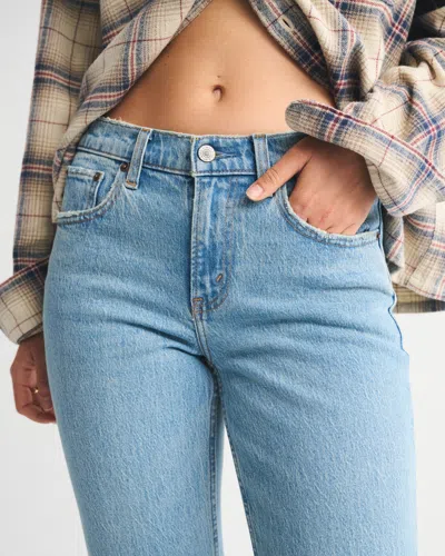 Abercrombie & Fitch Mid Rise 90s Straight Jean In Blue