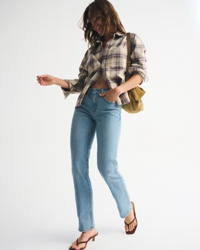 Abercrombie & Fitch Mid Rise 90s Straight Jean In Blue