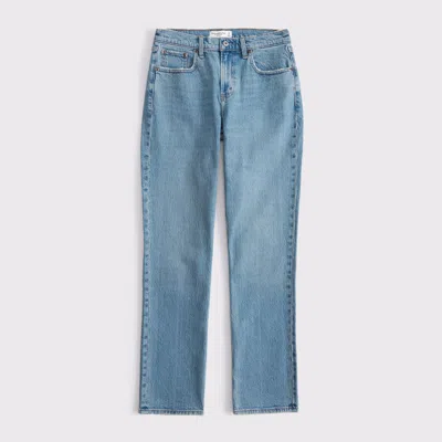 Abercrombie & Fitch Curve Love Mid Rise 90s Straight Jean In Blue