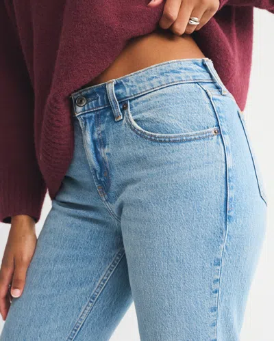 Abercrombie & Fitch Curve Love Mid Rise 90s Straight Jean In Blue