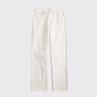 Abercrombie & Fitch Curve Love Mid Rise Slouchy Jean In White