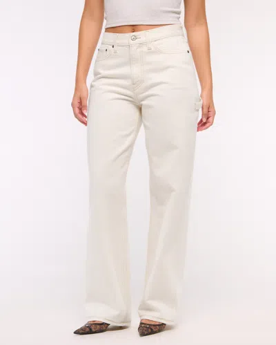 Abercrombie & Fitch Curve Love Mid Rise Slouchy Jean In White
