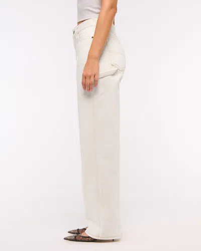 Abercrombie & Fitch Curve Love Mid Rise Slouchy Jean In White