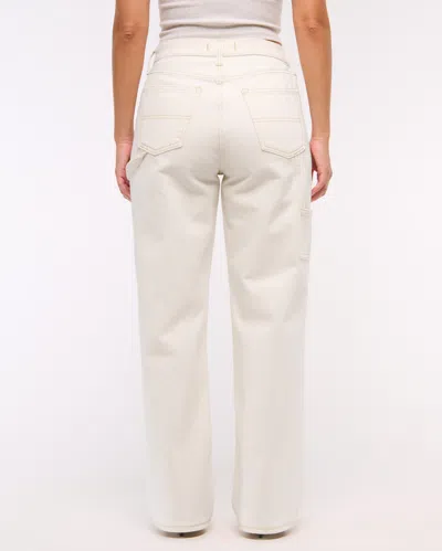 Abercrombie & Fitch Curve Love Mid Rise Slouchy Jean In White
