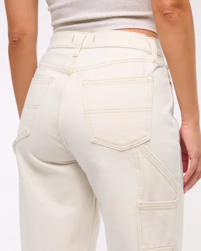 Abercrombie & Fitch Curve Love Mid Rise Slouchy Jean In White