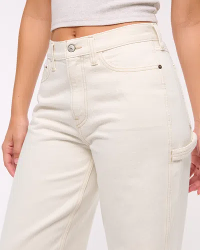 Abercrombie & Fitch Curve Love Mid Rise Slouchy Jean In White