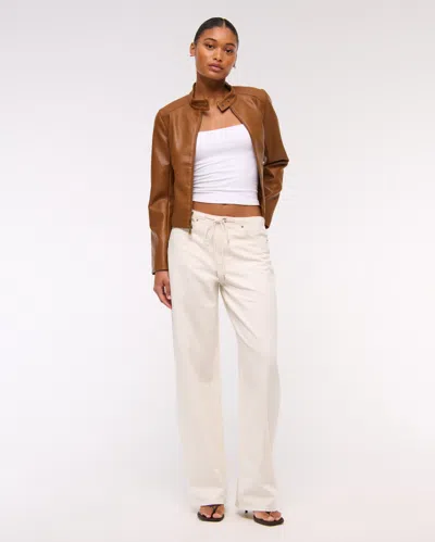 Abercrombie & Fitch Curve Love Low Rise Ultra Loose Jean In White