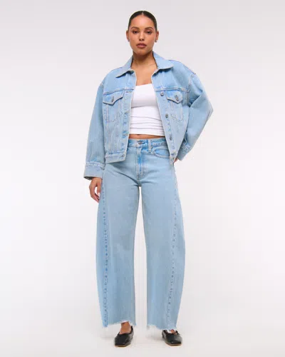 Abercrombie & Fitch Mid Rise Barrel Jean In Blue