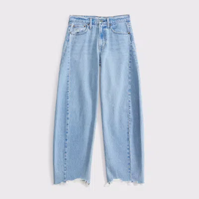 Abercrombie & Fitch Mid Rise Barrel Jean In Blue
