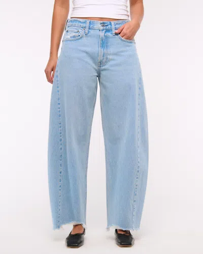 Abercrombie & Fitch Mid Rise Barrel Jean In Blue