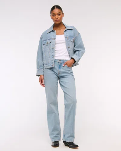 Abercrombie & Fitch Curve Love Low Rise Baggy Jean In Blue