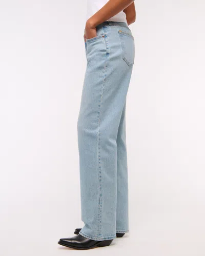 Abercrombie & Fitch Curve Love Low Rise Baggy Jean In Blue