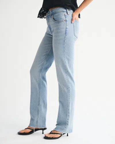 Abercrombie & Fitch Mid Rise 90s Straight Frayed Hem Jean In Black