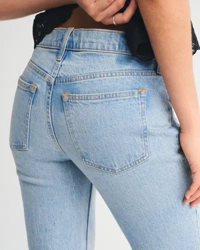 Abercrombie & Fitch Mid Rise 90s Straight Frayed Hem Jean In Black