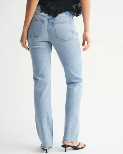 Abercrombie & Fitch Mid Rise 90s Straight Frayed Hem Jean In Black