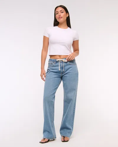 Abercrombie & Fitch Curve Love Low Rise Baggy Jean In Blue