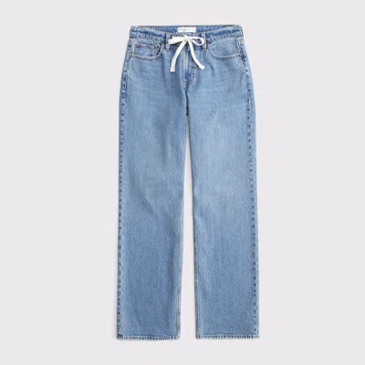 Abercrombie & Fitch Curve Love Low Rise Baggy Jean In Blue