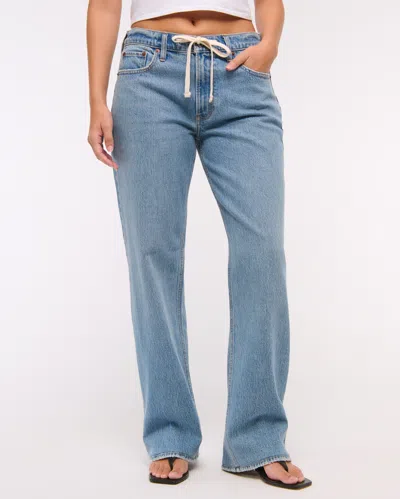 Abercrombie & Fitch Curve Love Low Rise Baggy Jean In Blue