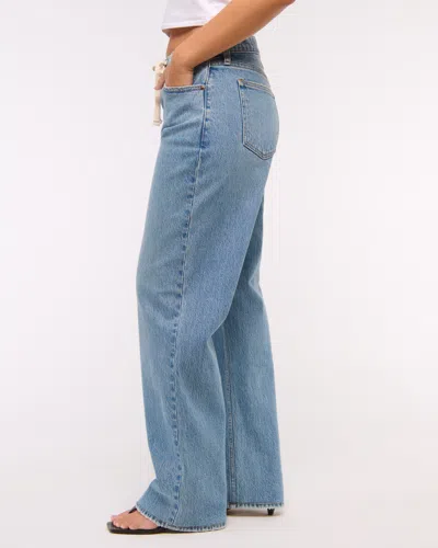 Abercrombie & Fitch Curve Love Low Rise Baggy Jean In Blue