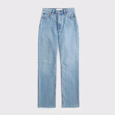 Abercrombie & Fitch Curve Love Ultra High Rise 90s Straight Jean In Blue